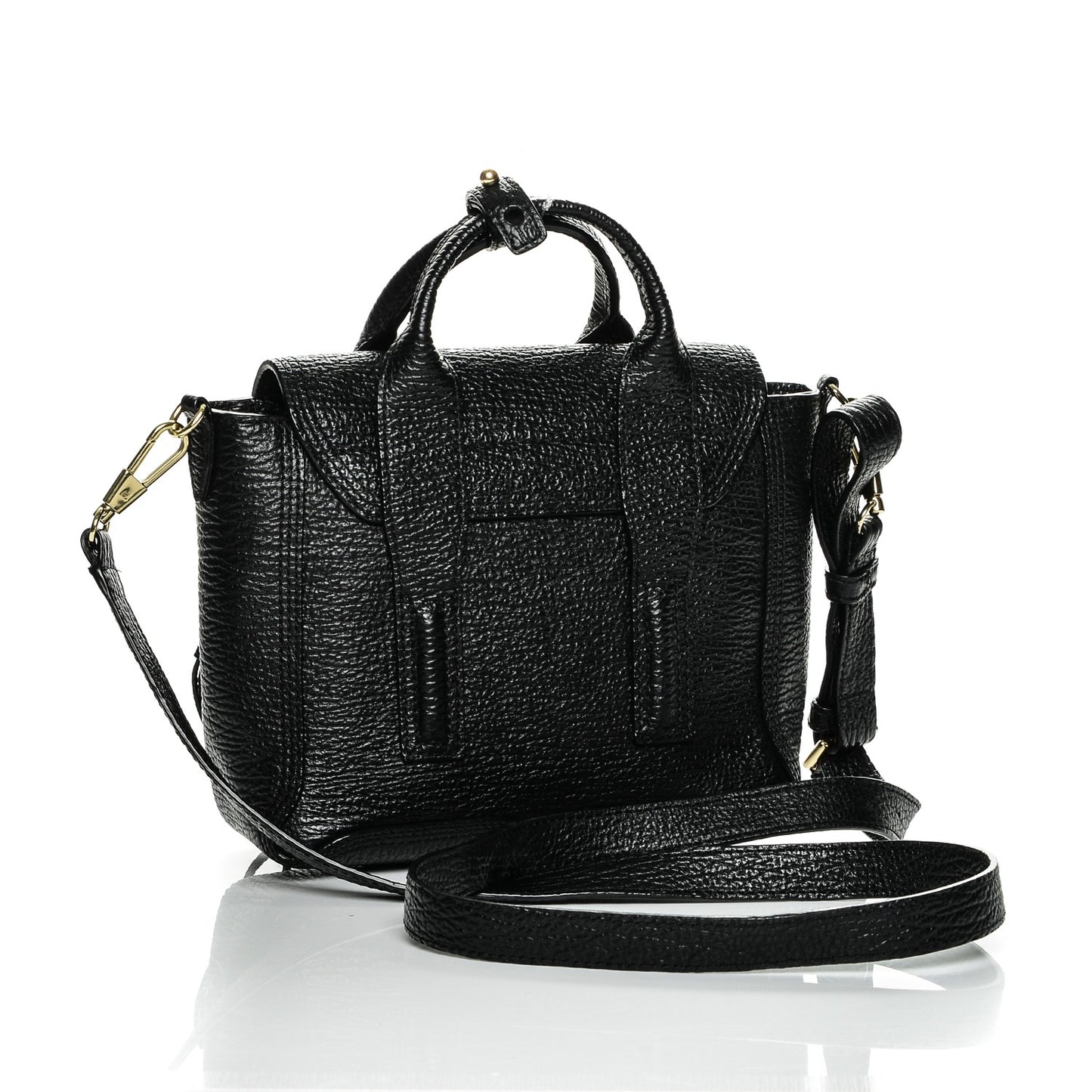 3.1 Textured Calfskin Mini Pashli Satchel Black