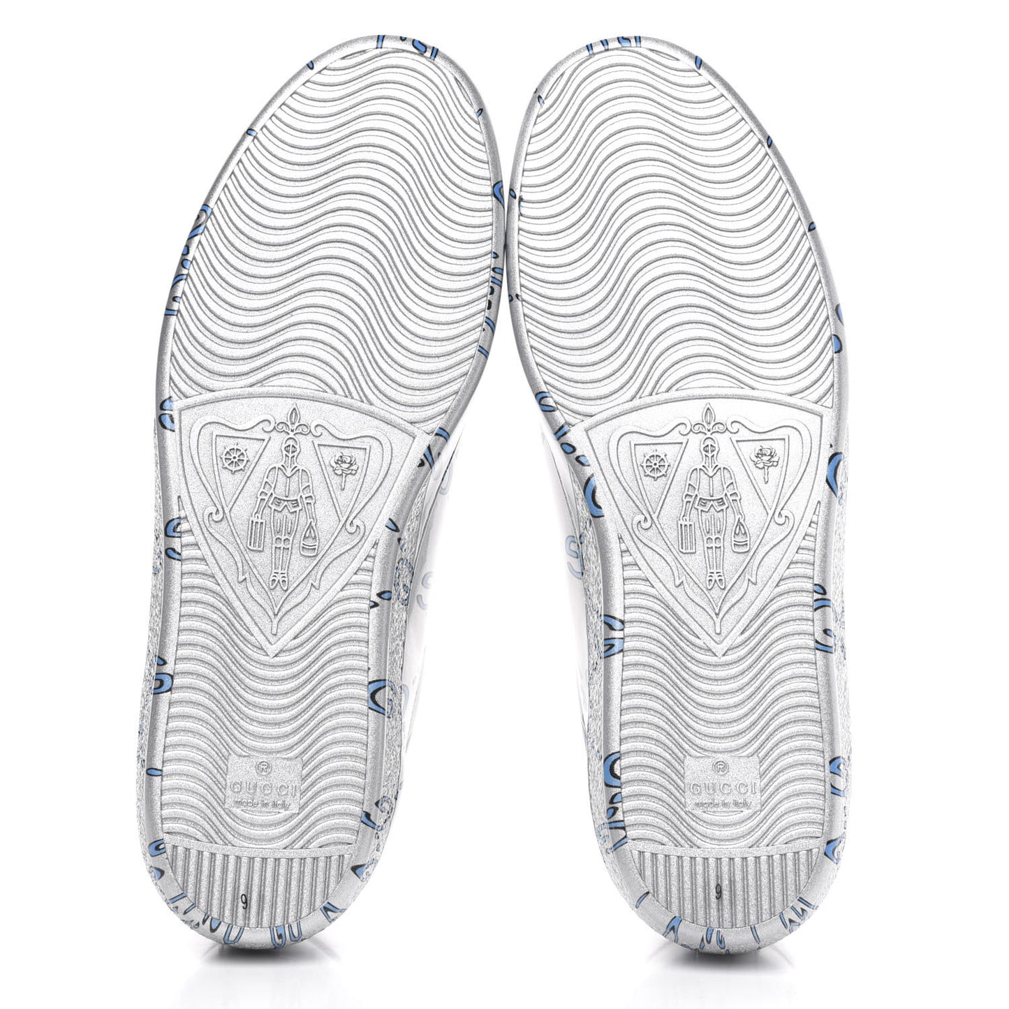Miro Rubber Wax GucciGhost Print Mens New Ace Sneakers 9 Silver