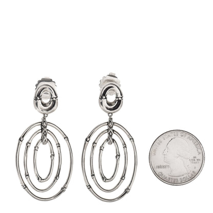 John Hardy Sterling Silver Bamboo Oval Drop Earrings 2 of 4