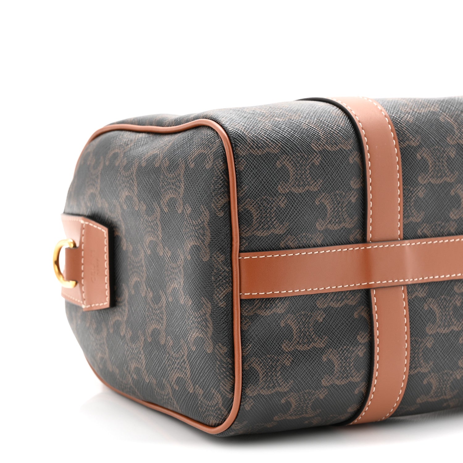 Celine Triomphe Canvas Calfskin Medium Boston Bag Tan 19 of 21