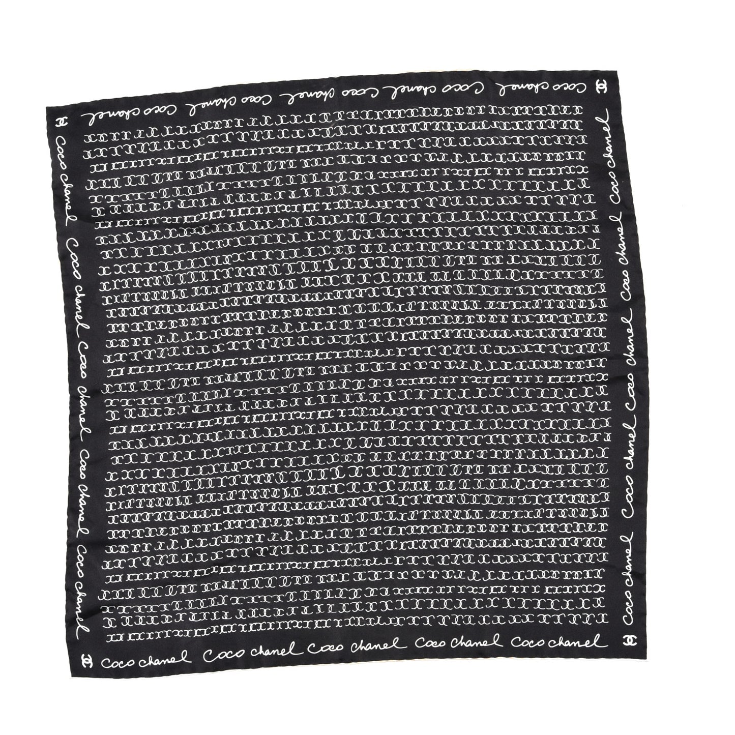 Silk CC Twilly Hair Tie Black White