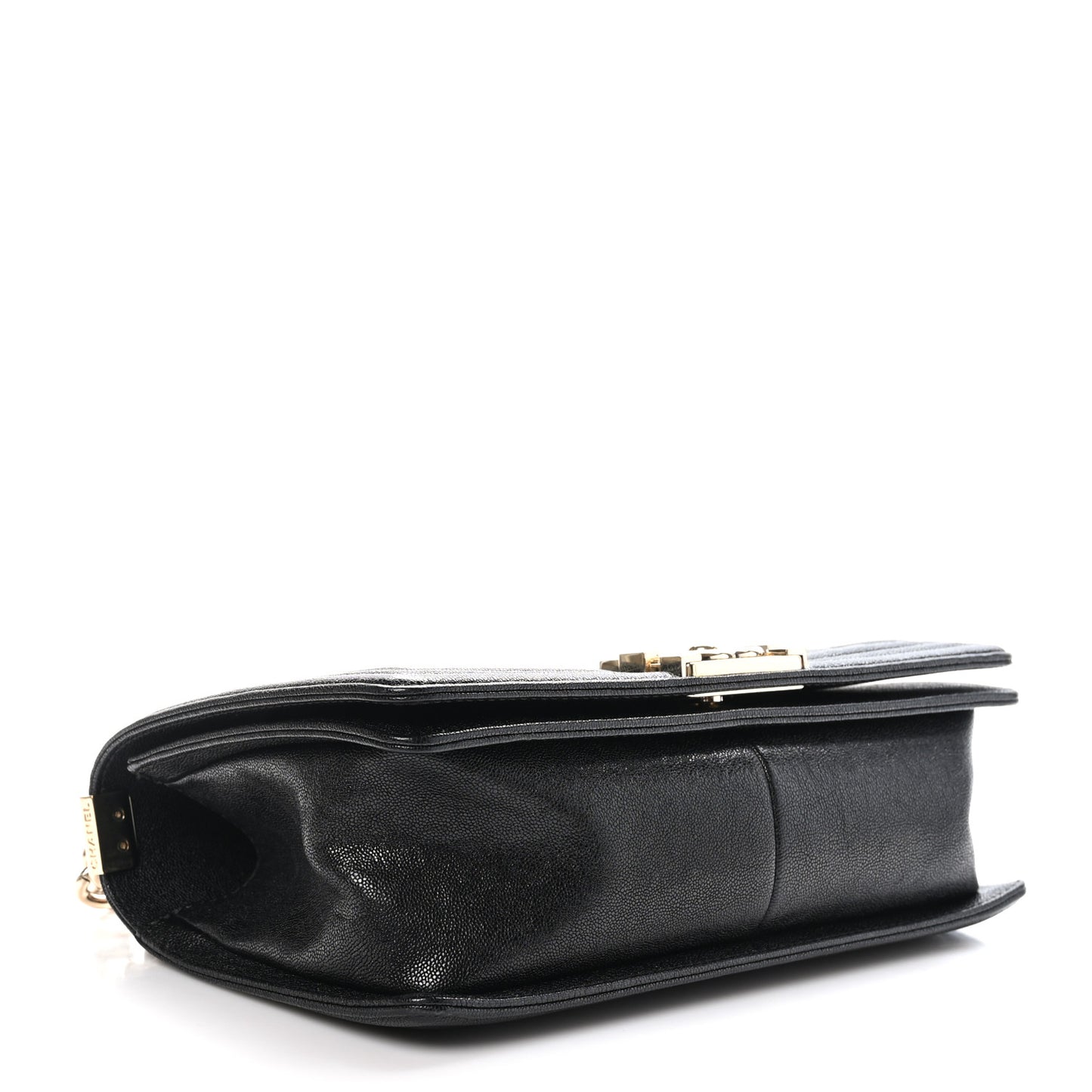 Caviar Chevron Quilted Medium Boy Flap Black