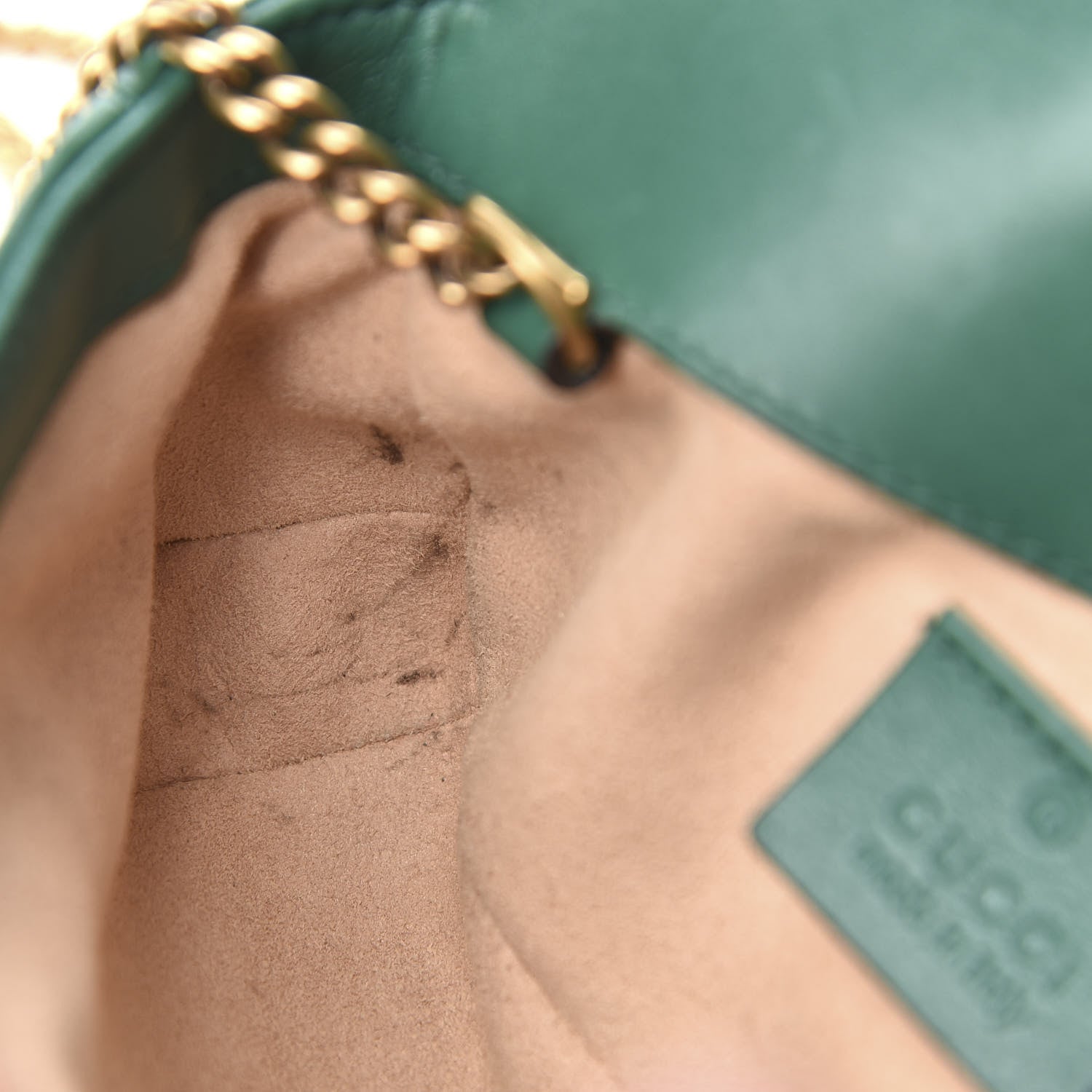 Gucci Calfskin Matelasse Super Mini GG Marmont Shoulder Bag Emerald Green 8 of 13
