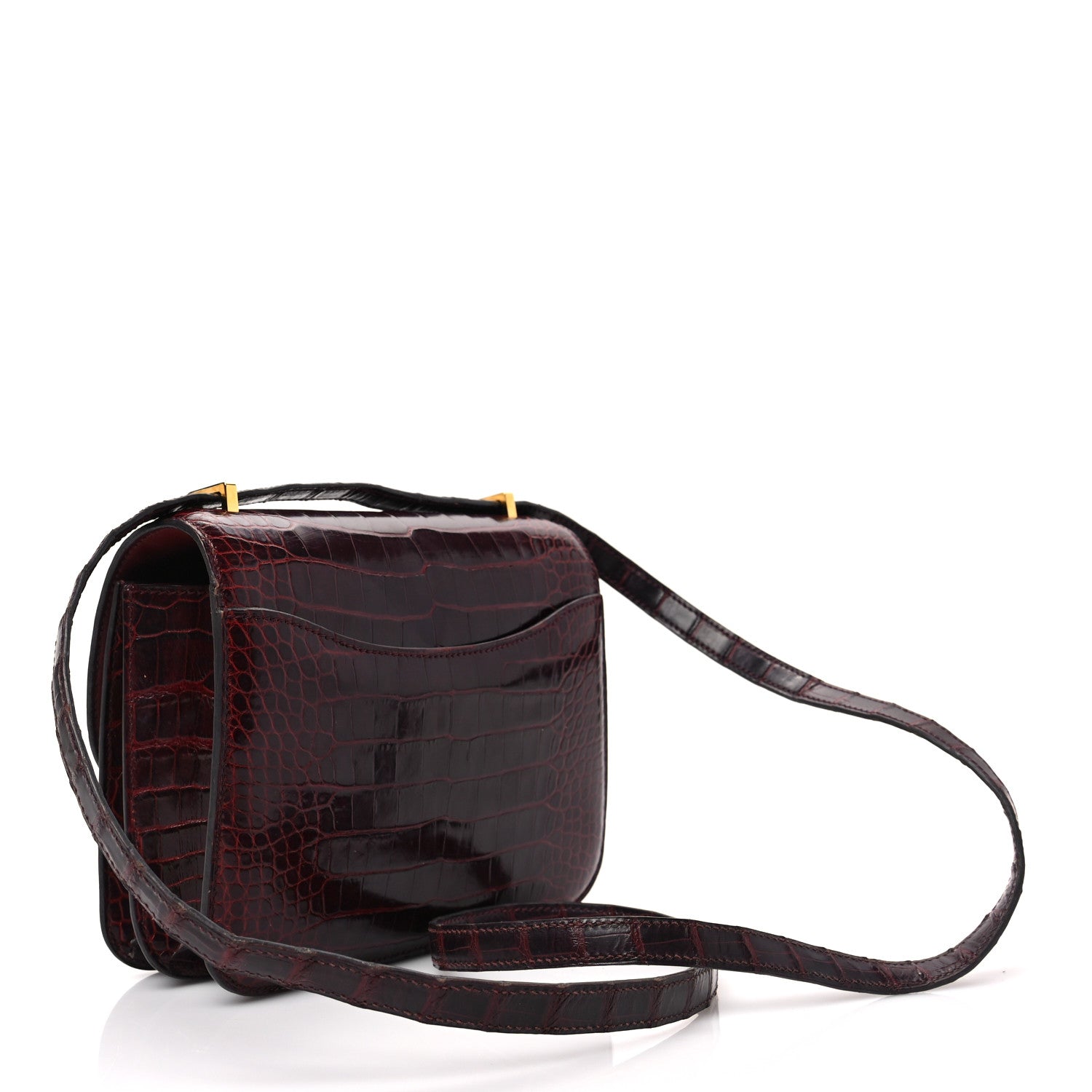 Hermes Shiny Alligator Lizard Marquette Constance 18 Bourgogne Rouge Moyen 3 of 9