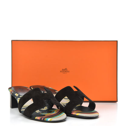 Hermes Suede Oasis Sandals 36 Black 8 of 8