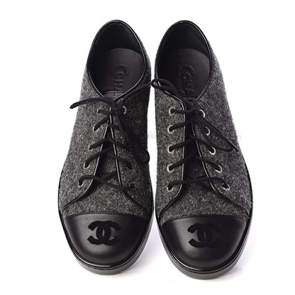 Chanel Fabric Calfskin Low Top Sneakers 39 Dark Grey 5 of 9