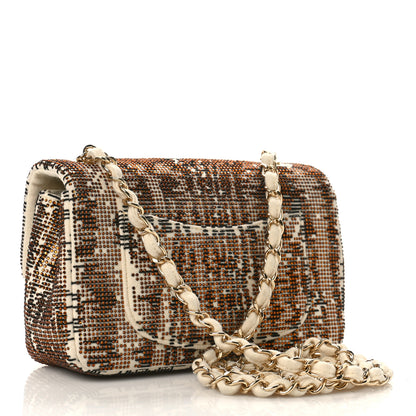 Chanel Felt Crystal Mini Rectangular Flap Beige Multicolor 2 of 9