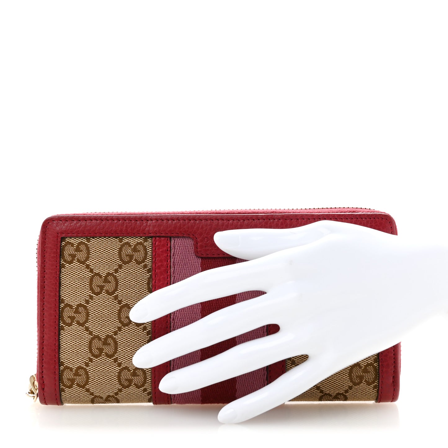 Monogram Cellarius Calfskin Vintage Web Rania Zip Around Wallet Beige Ebony Soft Burgundy Peonia Flower Box Pink