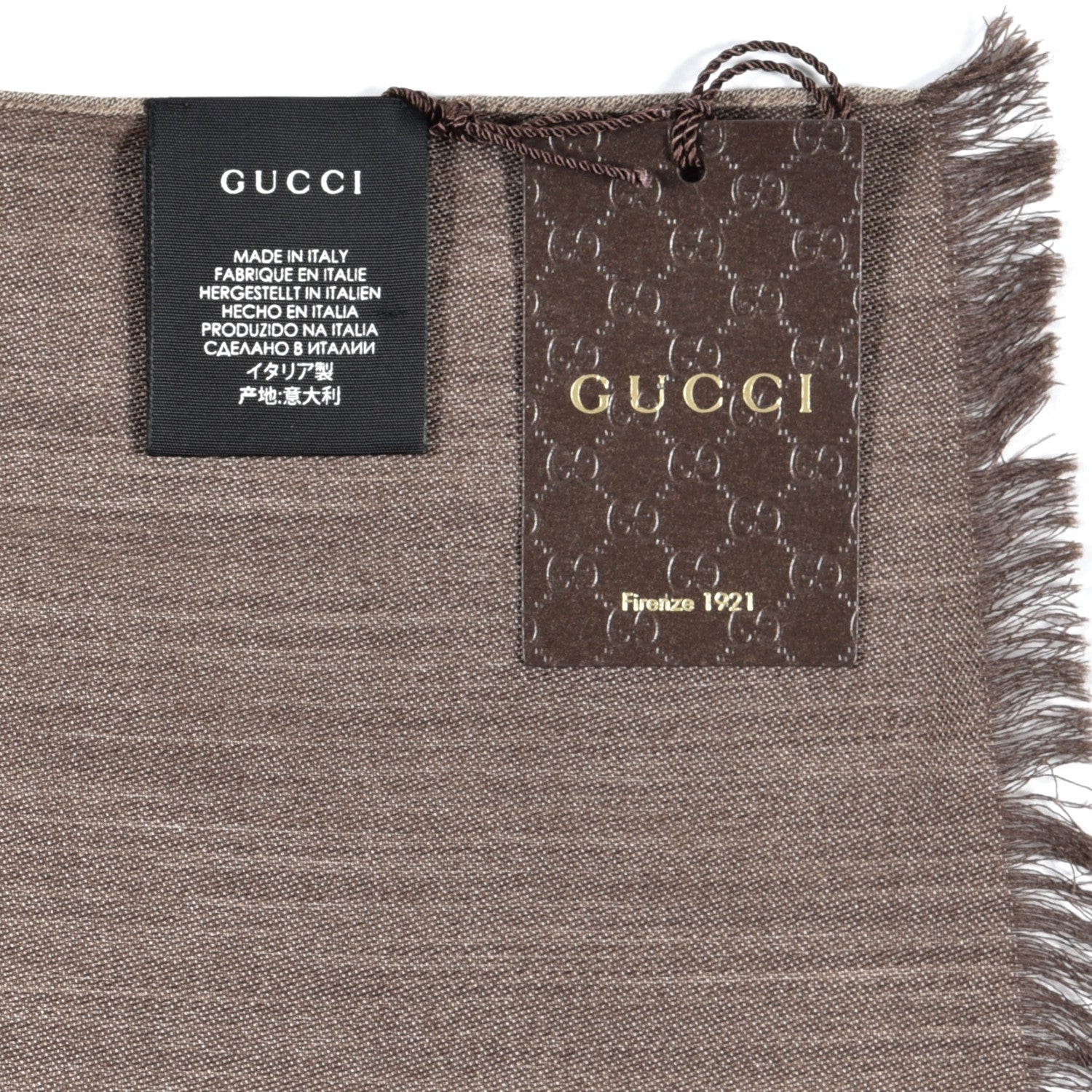 Gucci Wool Silk GG Monogram GGNat Scarf Rope Dark Brown 5 of 5