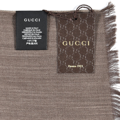 Gucci Wool Silk GG Monogram GGNat Scarf Rope Dark Brown 5 of 5