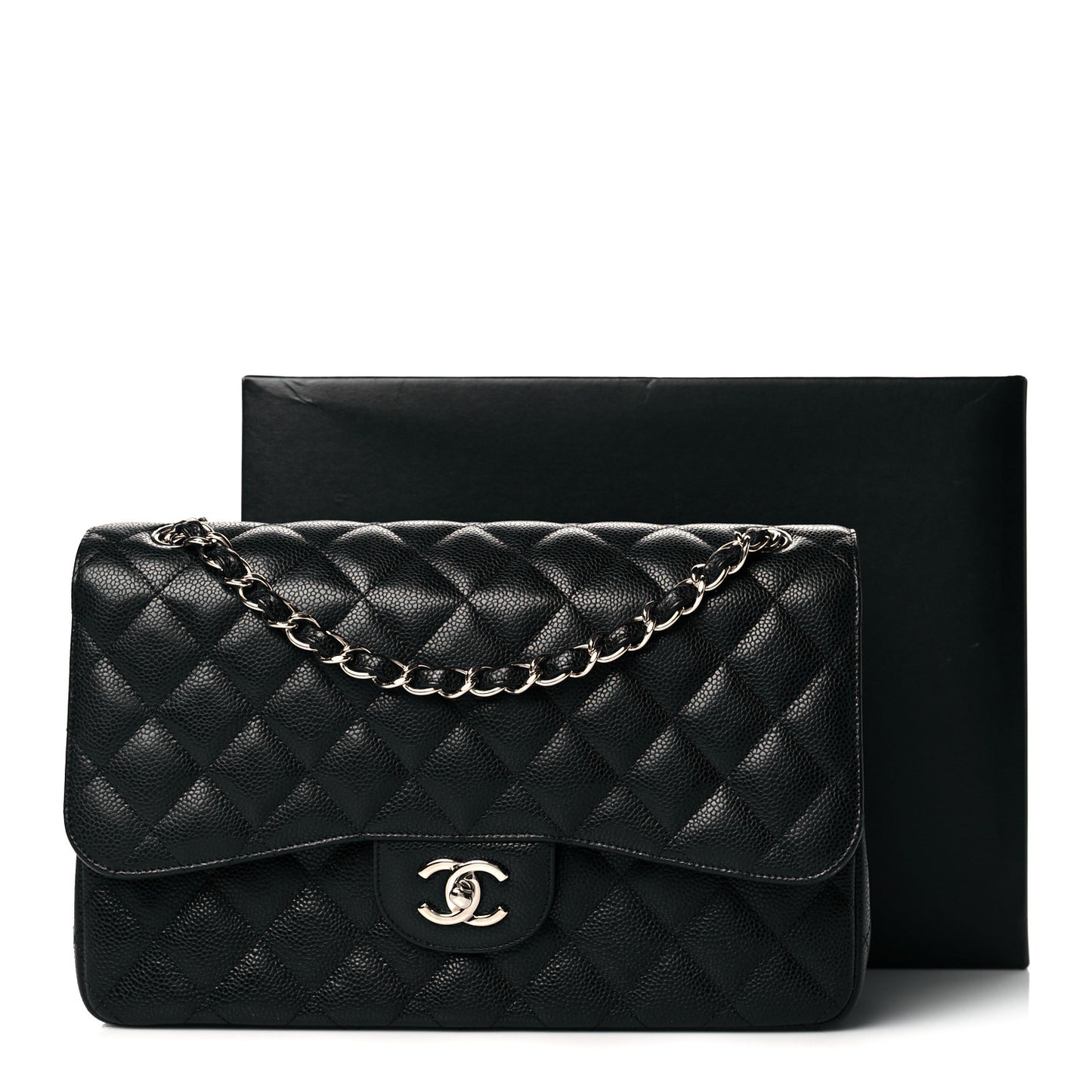 Caviar Quilted Jumbo Double Flap Black