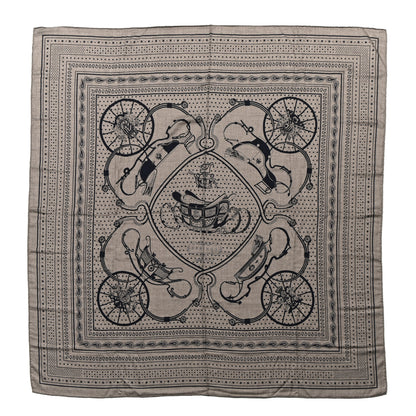 Hermes Cashmere Silk Stole Springs Bandana Shawl 140 Naturel Marine 1 of 4