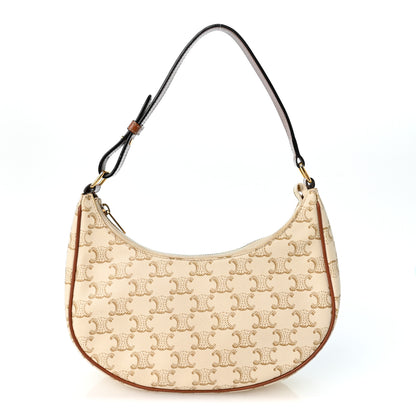 Celine Canvas Calfskin Ava Triomphe Shoulder Bag White 1 of 10