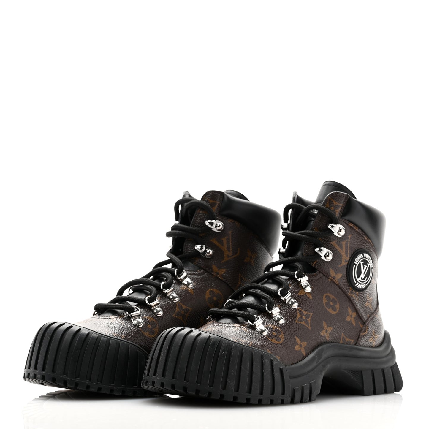 Calfskin Patent Monogram Ruby Flat Ranger Boots 38.5 Black