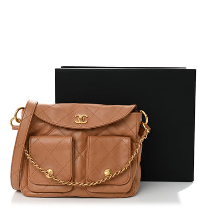 Chanel Shiny Calfskin Quilted Small Supple Twins Hobo Bag Brown 11 of 11