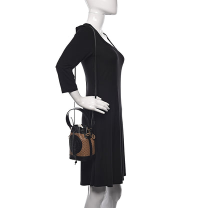 Fendi Vitello Liberty Glossy Lambskin F is Fendi Perforated Mini Mon Tresor Bucket Bag Sand Mimosa Black 2 of 9
