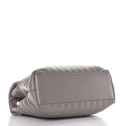 Saint Laurent Calfskin Y Quilted Monogram Medium Loulou Chain Satchel Light Gray 4 of 17