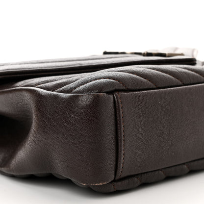 Saint Laurent Sheepskin Matelasse Chevron Monogram Medium College Bag Black Tulip 10 of 13