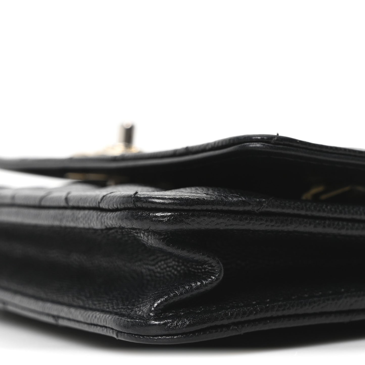 Caviar Quilted Camellia Wallet On Chain WOC Black