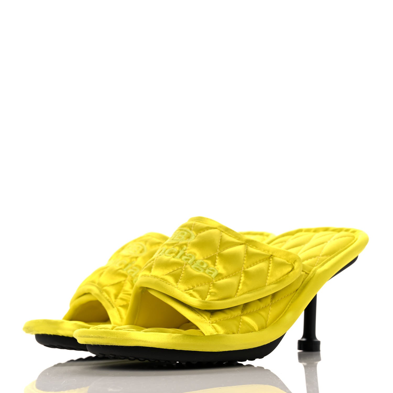Balenciaga Satin Quilted Home 80mm Sandals 36 Lime 3 of 7