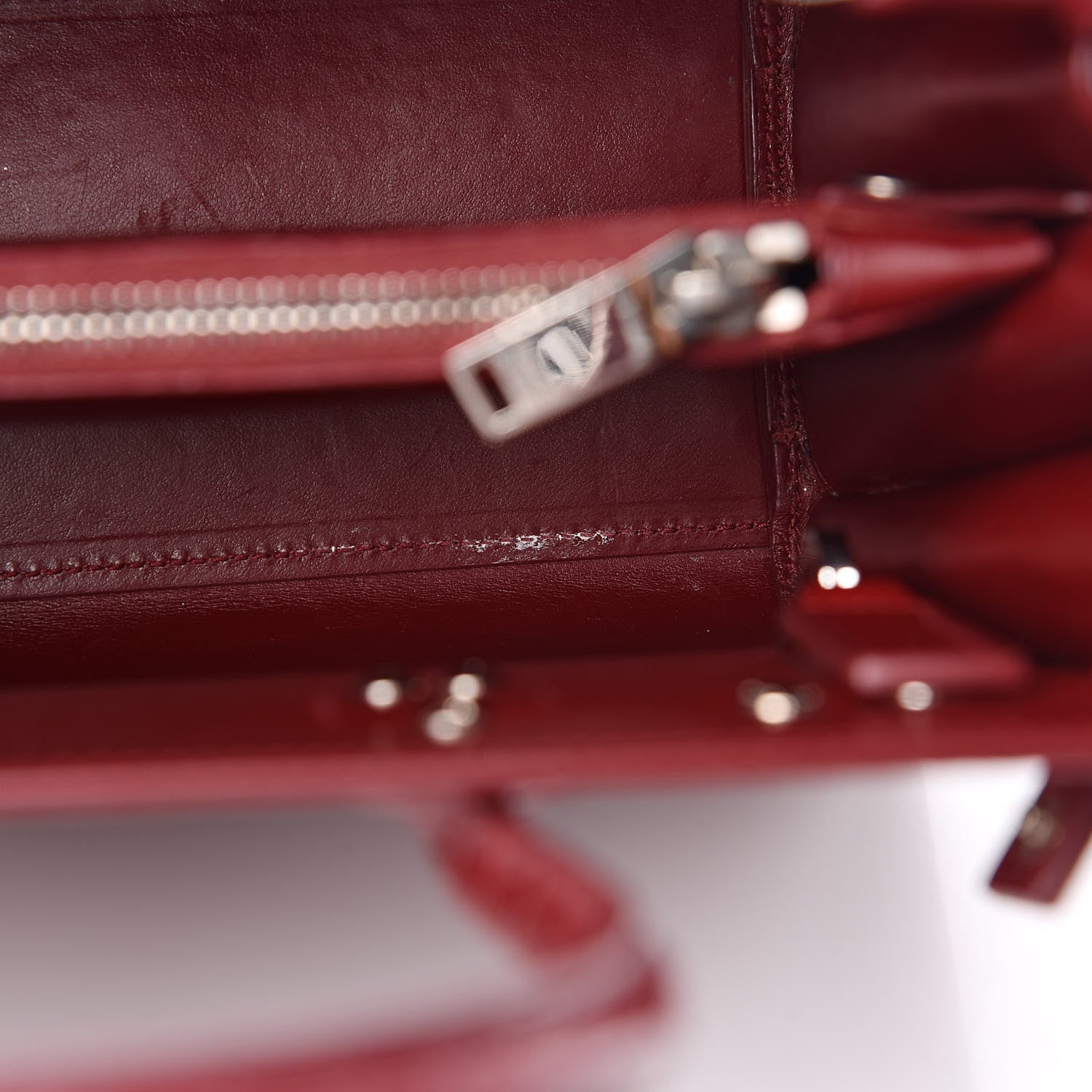 Saint Laurent Calfskin Crocodile Embossed Baby Sac De Jour Red 8 of 13