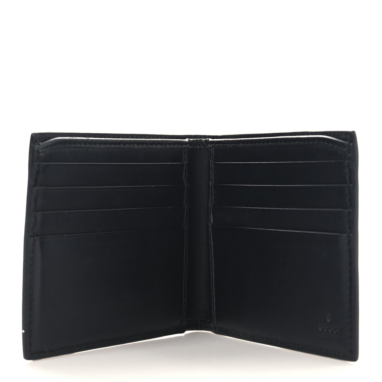 Gucci GG Supreme Monogram Selleria Calfskin Tiger Nice Bi-Fold Wallet Beige Ebony Multicolor Black 5 of 7