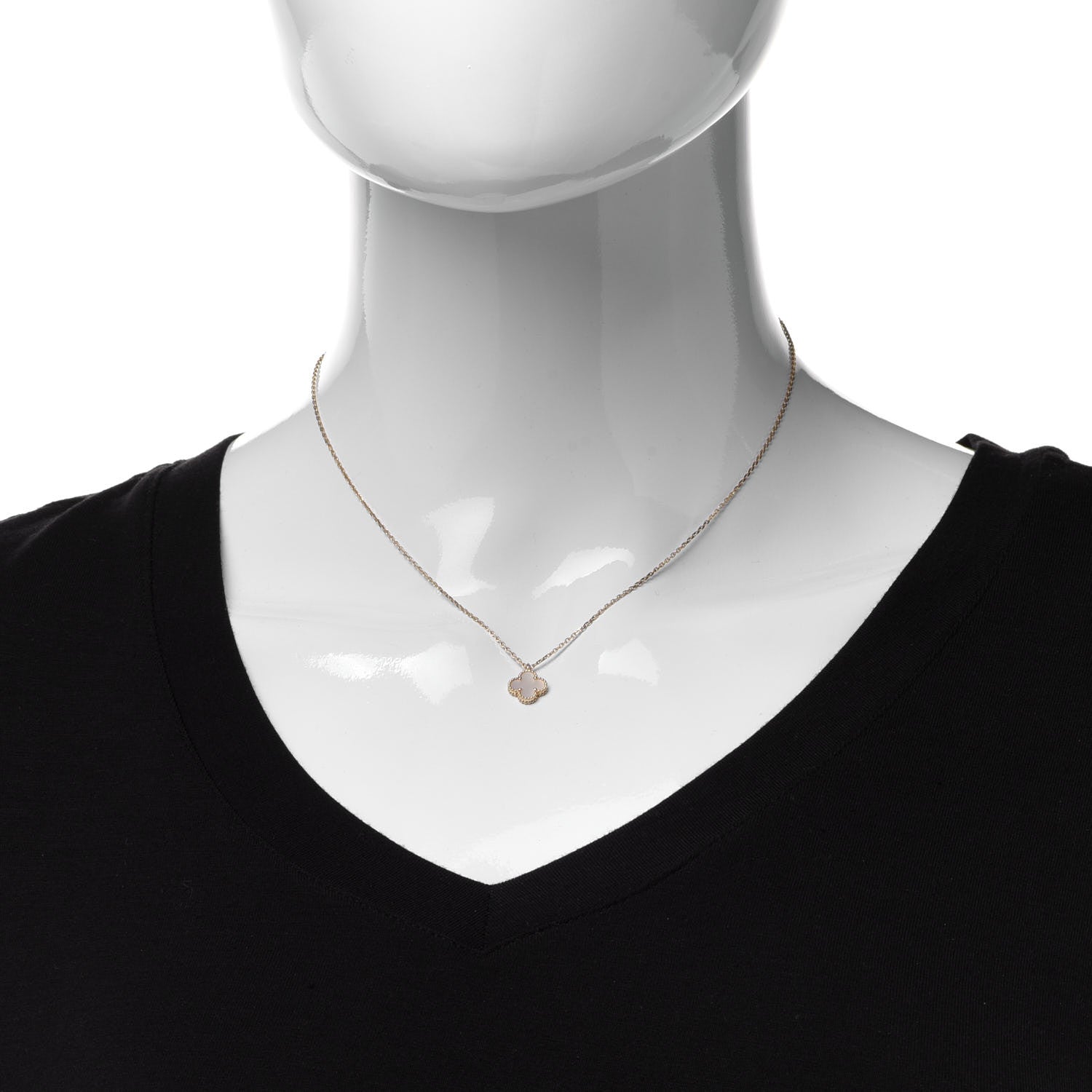 Van Cleef & Arpels 18K Yellow Gold Mother of Pearl Sweet Alhambra Pendant Necklace 2 of 8