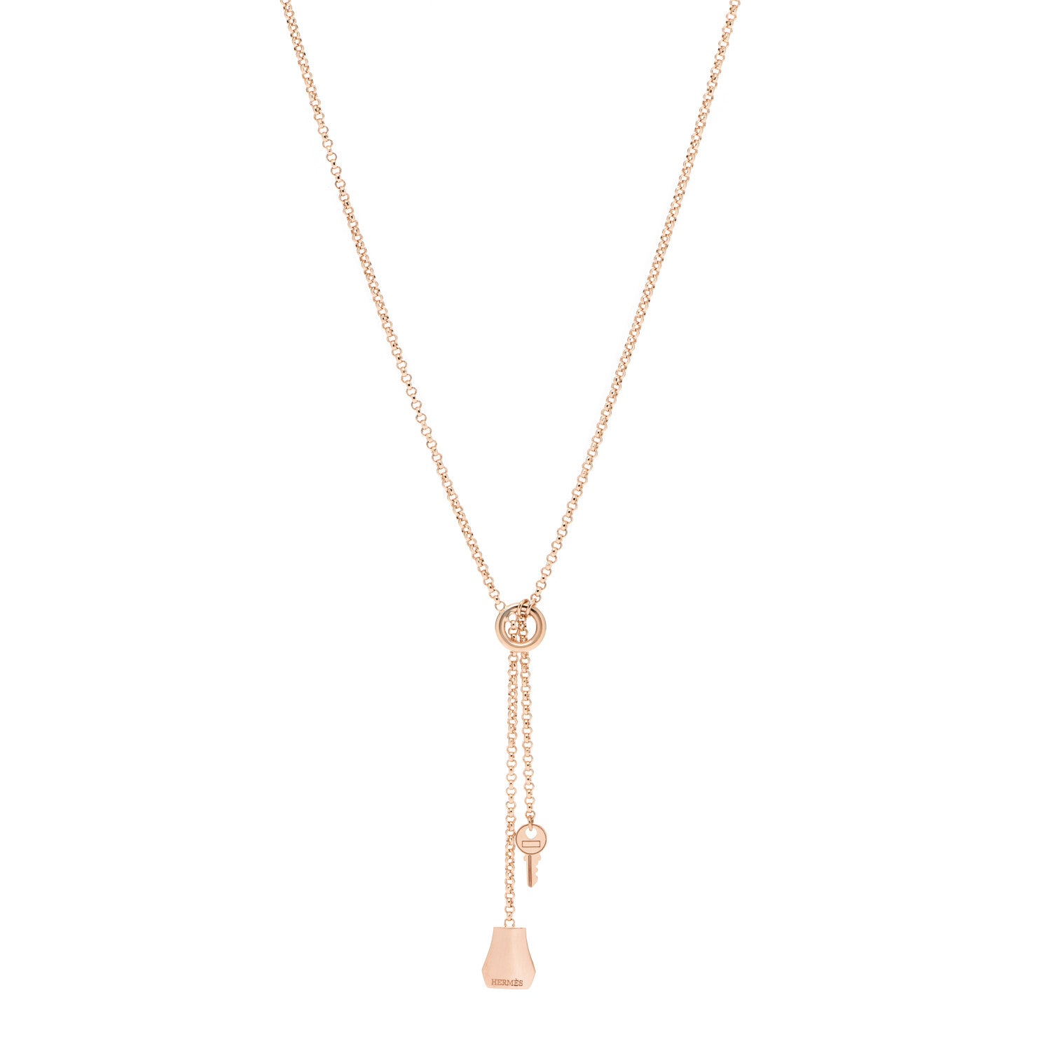 Hermes 18K Rose Gold PM Kelly Clochette Necklace 1 of 6