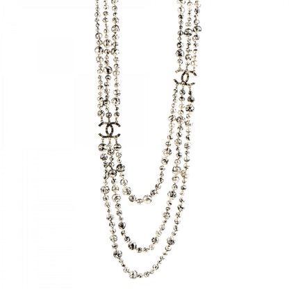 Chanel Pearl CC Graffiti 3 Strand Long Necklace Black Gold 1 of 9