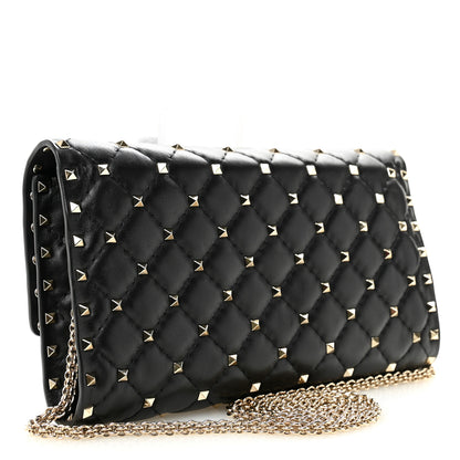 Valentino Garavani Nappa Rockstud Spike Wallet on Chain Black 3 of 10