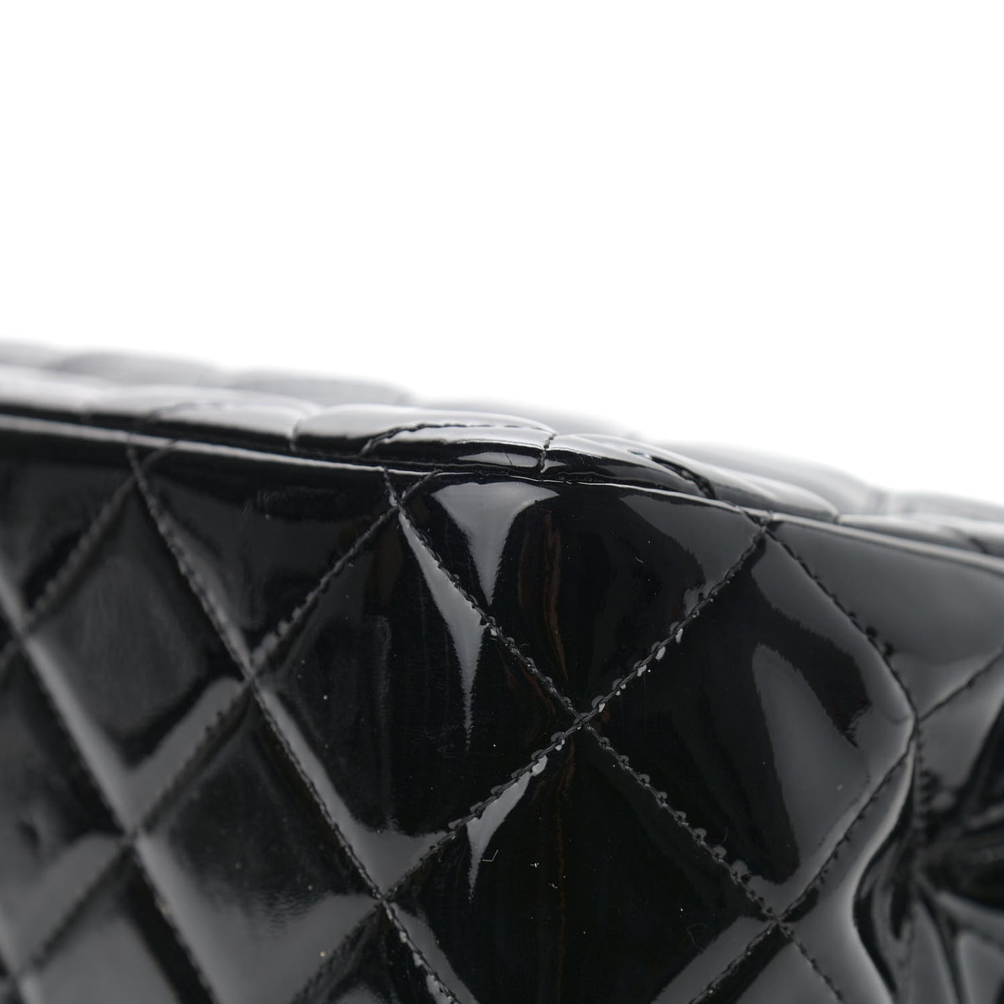 Patent Quilted Jumbo Double Flap Black