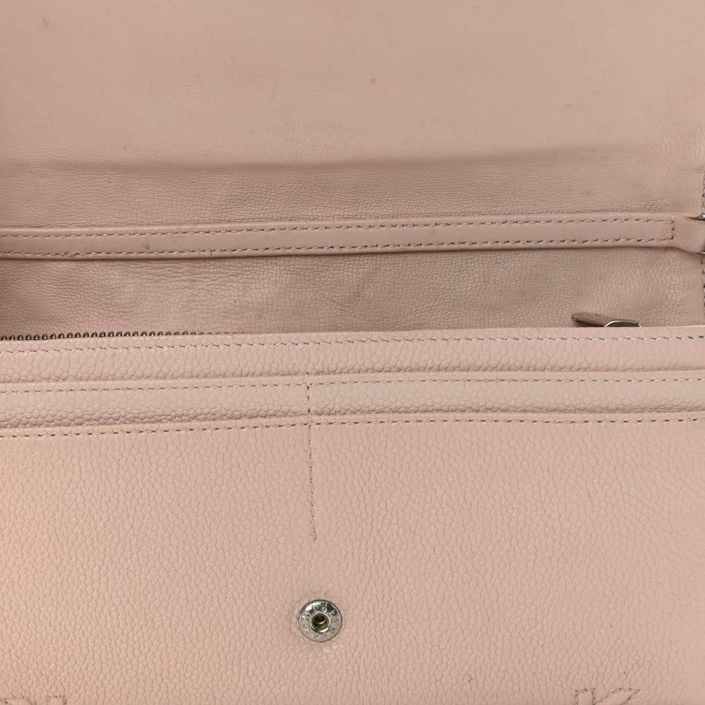 Grained Calfskin Diorama Wallet on Chain Pouch Nude