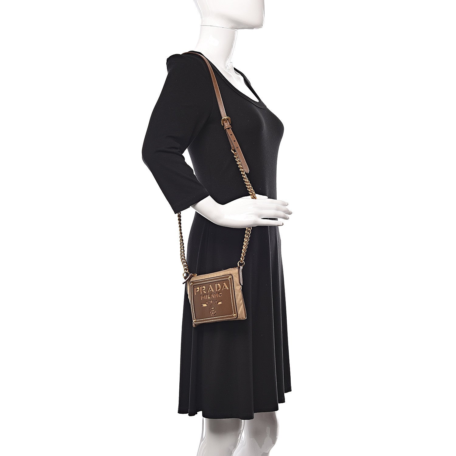 Prada Tessuto Nylon Saffiano Logo Crossbody Bag Beige 2 of 10
