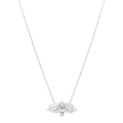 Tiffany Platinum Diamond Aquamarine Paper Flowers Firefly Pendant Necklace 1 of 4
