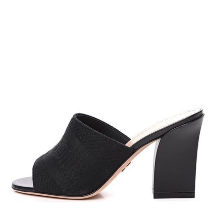 Christian Dior Cotton Embroidered Dway 85mm Slide Sandals 35 Black 1 of 10