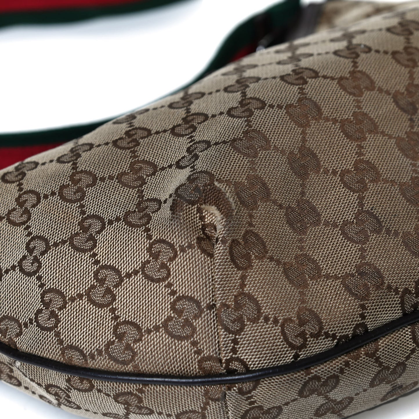 Monogram Web Medium Half Moon Hobo Dark Brown