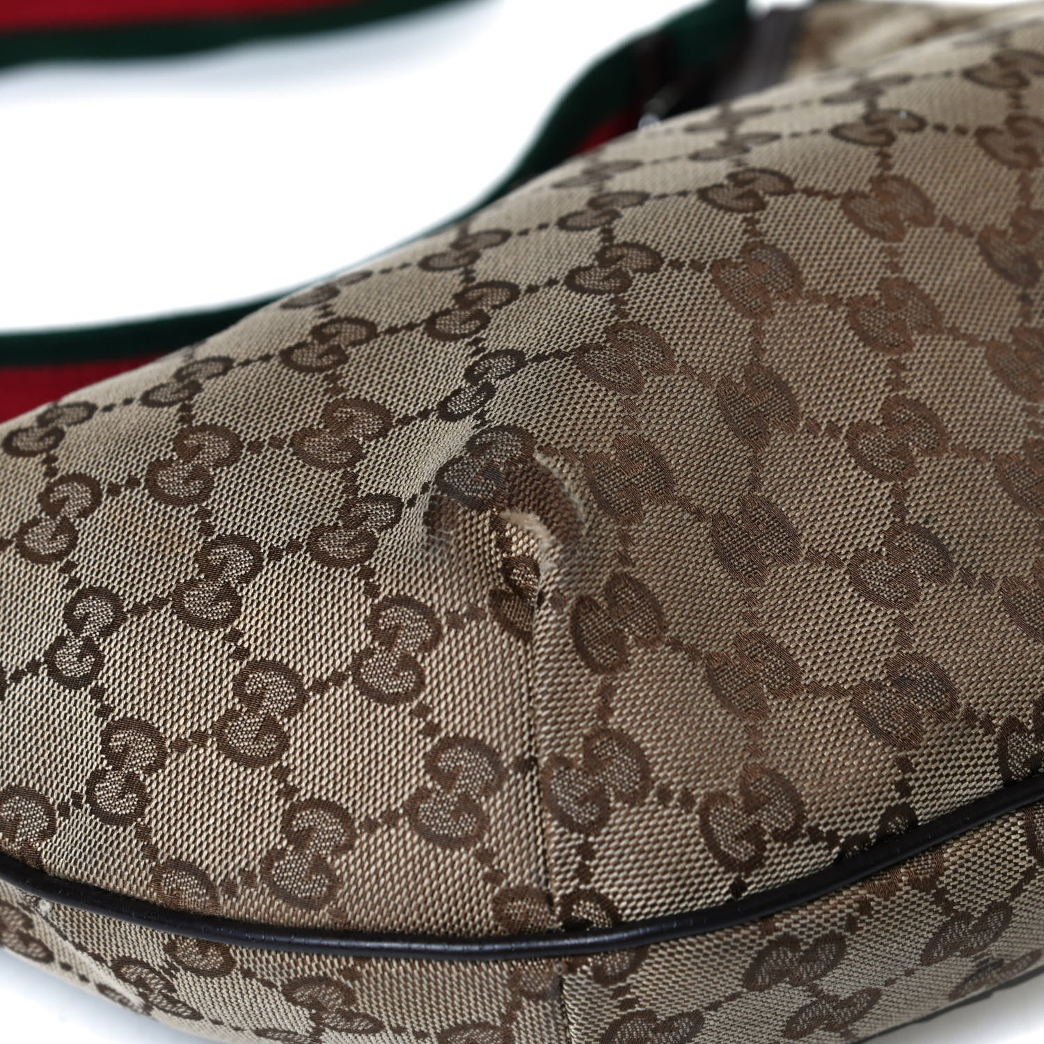 Gucci Monogram Web Medium Half Moon Hobo Dark Brown 12 of 15