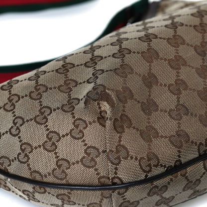 Gucci Monogram Web Medium Half Moon Hobo Dark Brown 12 of 15