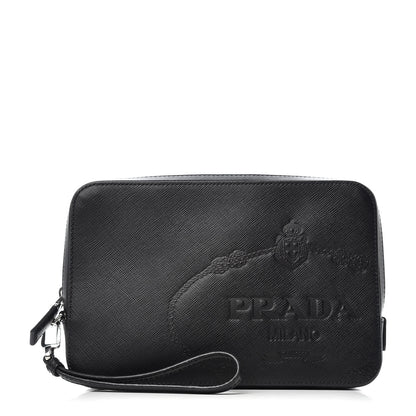 Prada Saffiano Travel Wristlet Bag Black 1 of 9