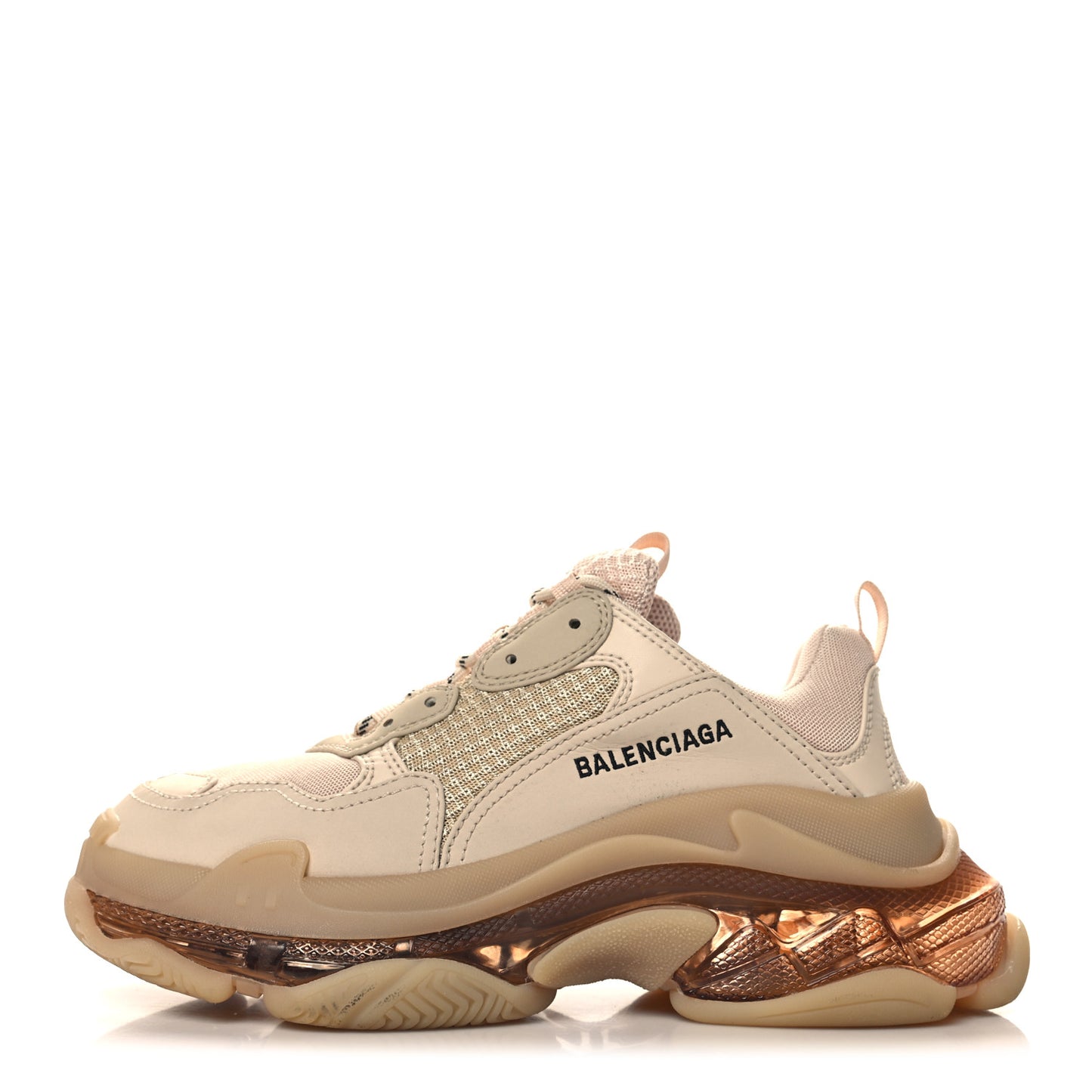 Fabric Mesh Clear Sole Womens Triple S Sneakers 40 Beige