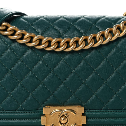 Chanel Caviar Quilted Medium Boy Flap Dark Green 8 of 10