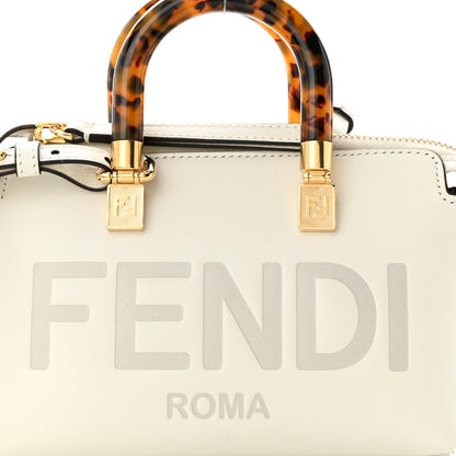 Fendi Vitello King Plexiglass Logo Embossed Mini By The Way Top Handle Boston Bag White Rice 7 of 11