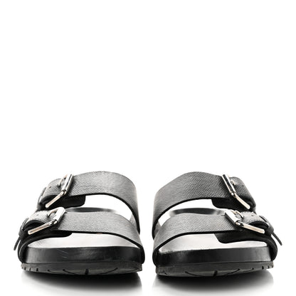 Louis Vuitton Taiga Monogram Men Eastside Mule Sandals 7 Black 2 of 9