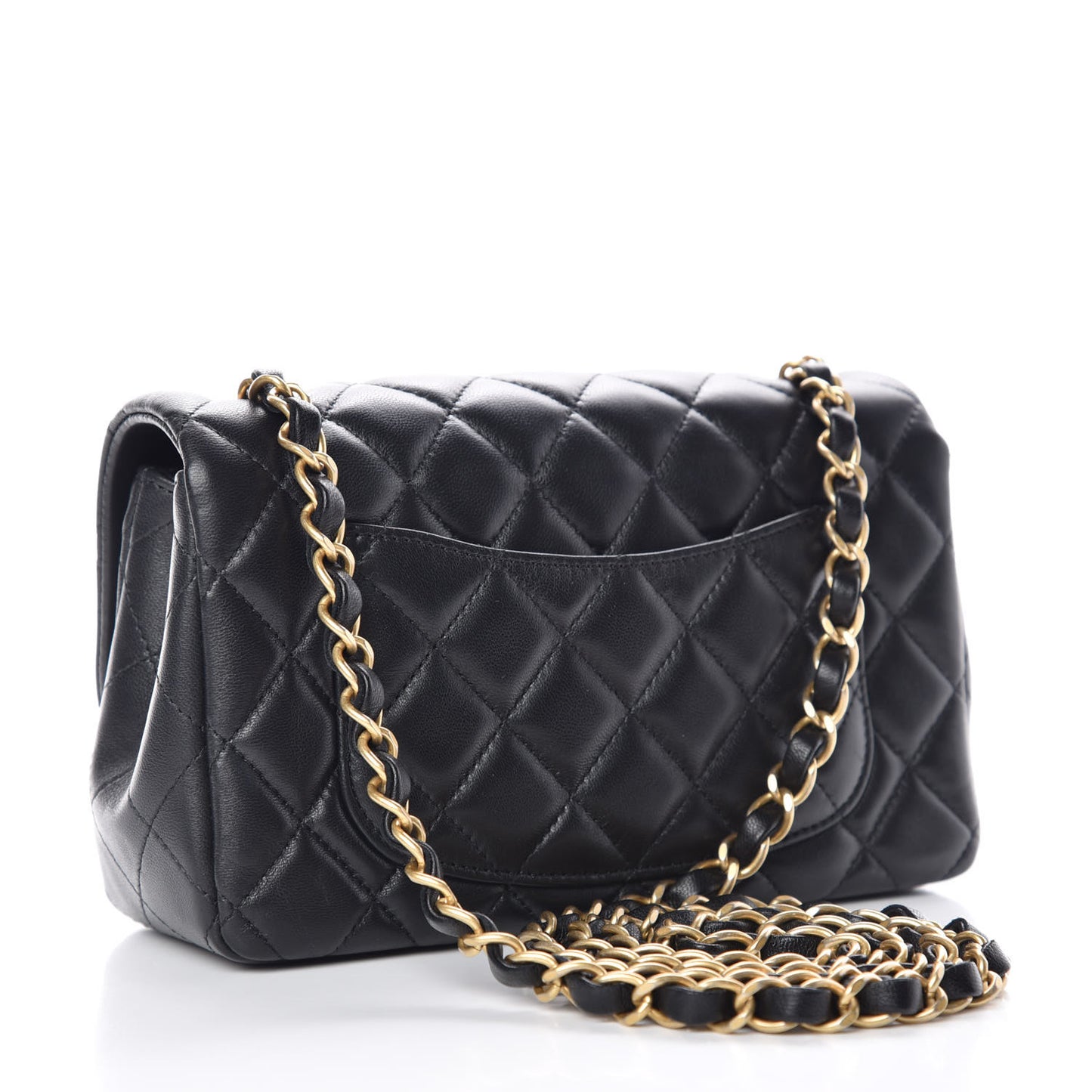 Lambskin Quilted Mini Rectangular Flap Black