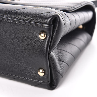 Chanel Grained Calfskin Small Chevron Chic Top Handle Flap Black 6 of 11