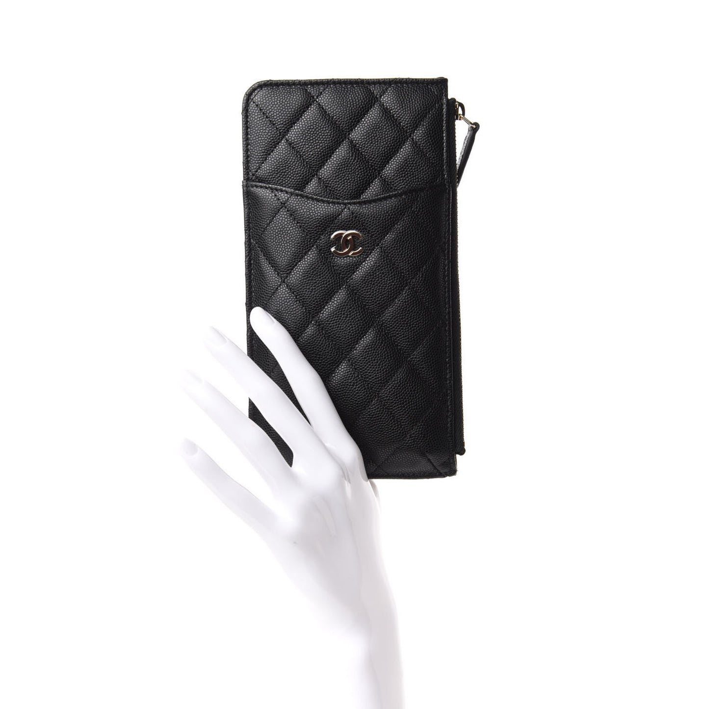 Caviar Quilted Classic Flat Wallet Pouch Black