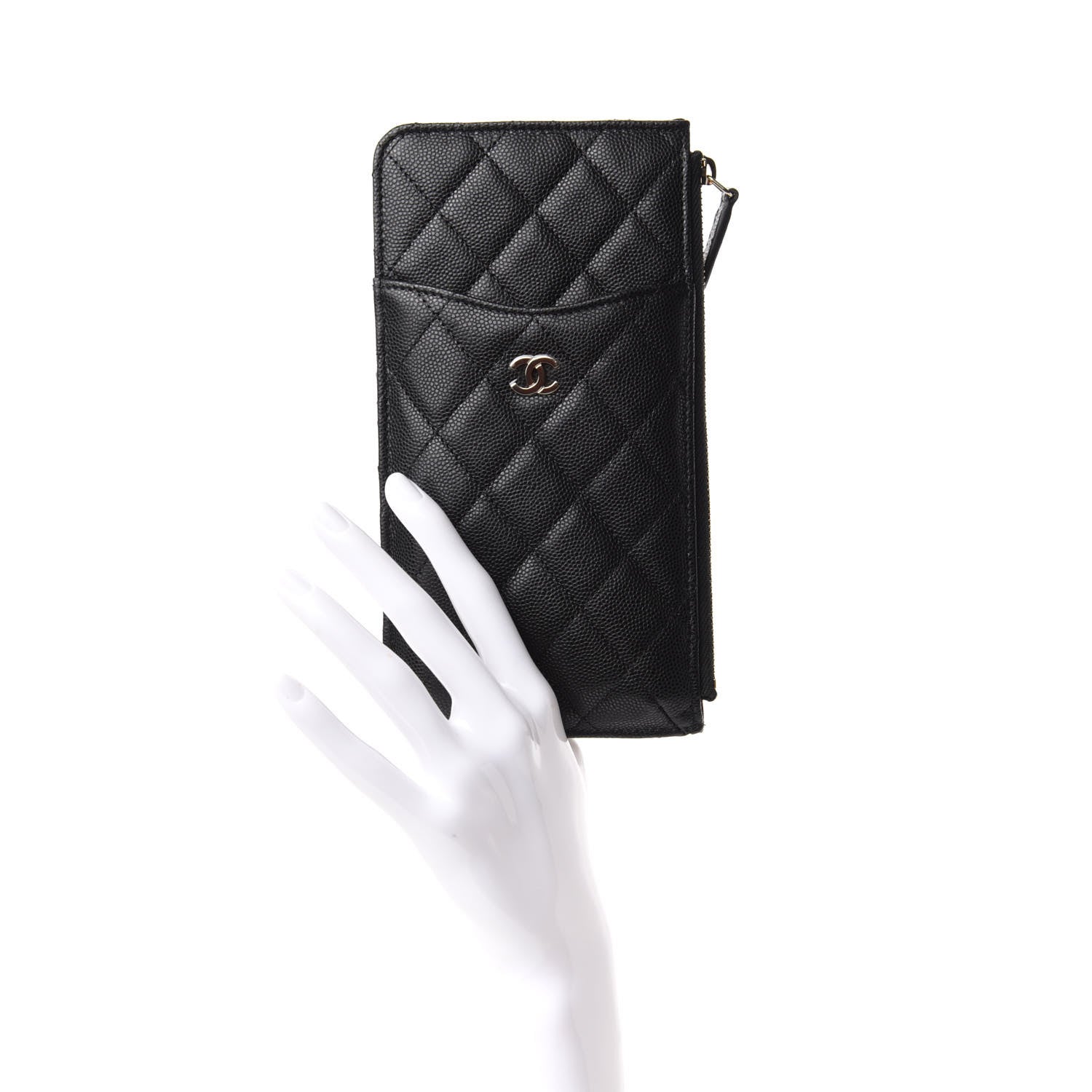 Chanel Caviar Quilted Classic Flat Wallet Pouch Black 2 of 8
