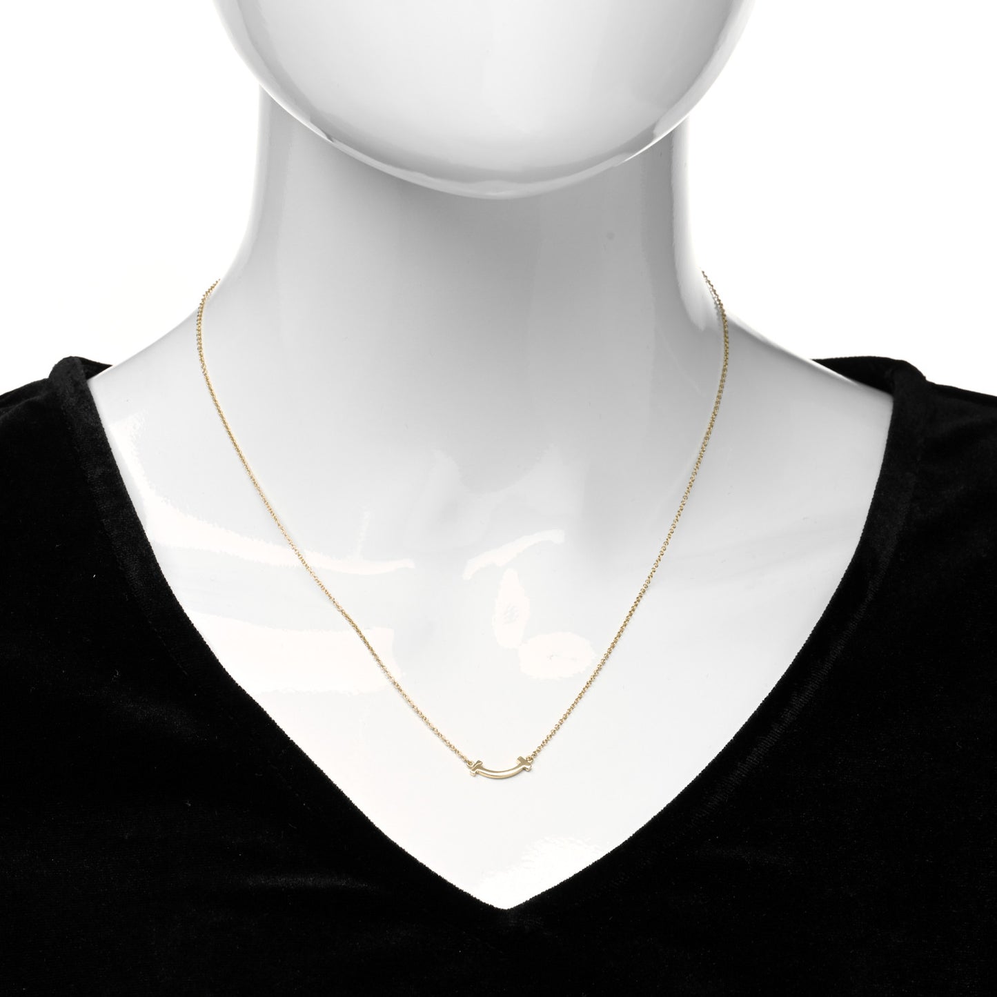 18K Yellow Gold Mini T Smile Pendant Necklace