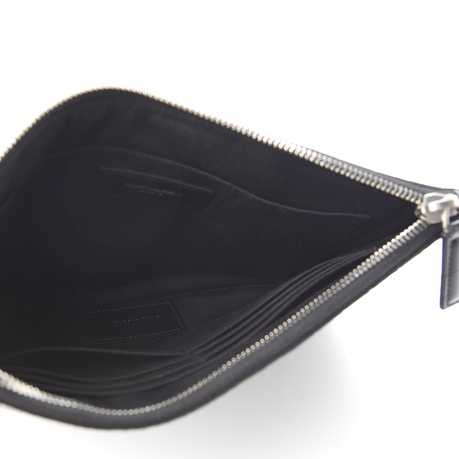 Saint Laurent Calfskin Crocodile Embossed ID Mini Tablet Holder Black 5 of 9