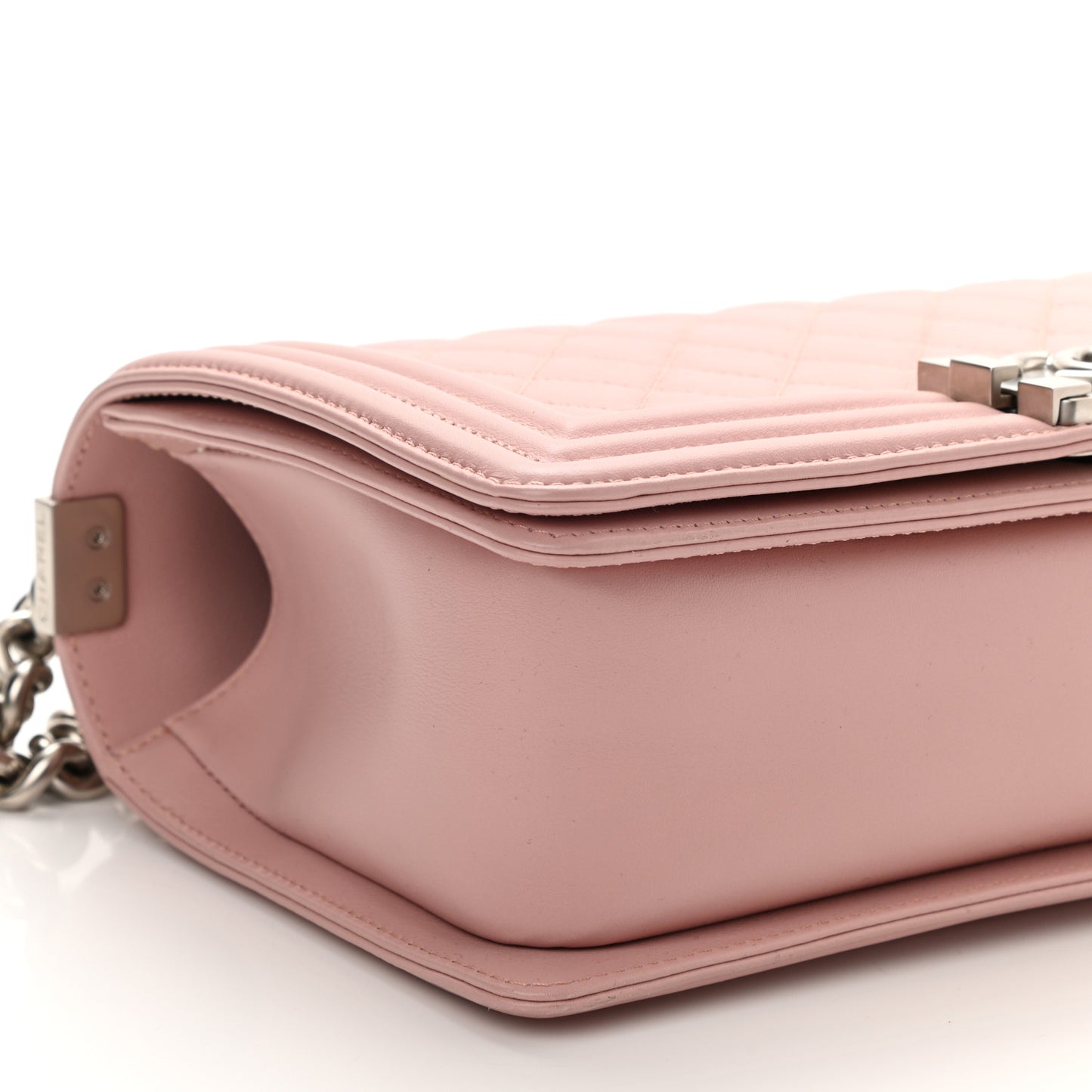 Calfskin Quilted Medium Boy Flap Light Pink